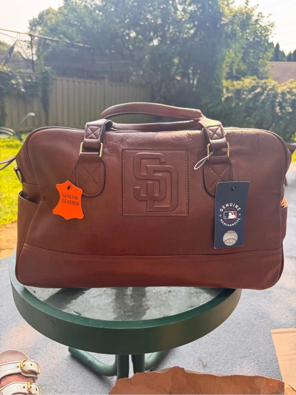 MLB Genuine Leather Brown Men’s Duffel Bag - SD Embossed  NWT! No lowball offers